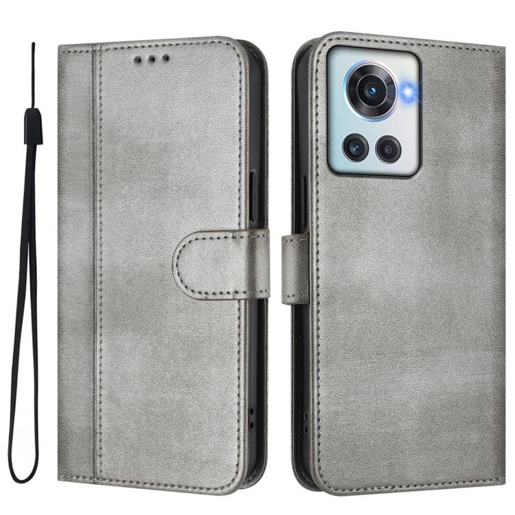 For OnePlus 10R / OnePlus Ace Line Splicing Buckle Retro Leather Phone Case