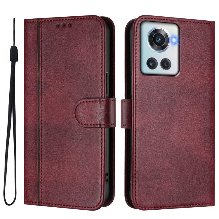 For OnePlus 10R / OnePlus Ace Line Splicing Buckle Retro Leather Phone Case