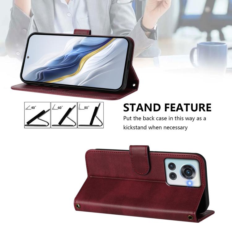 For OnePlus 10R / OnePlus Ace Line Splicing Buckle Retro Leather Phone Case