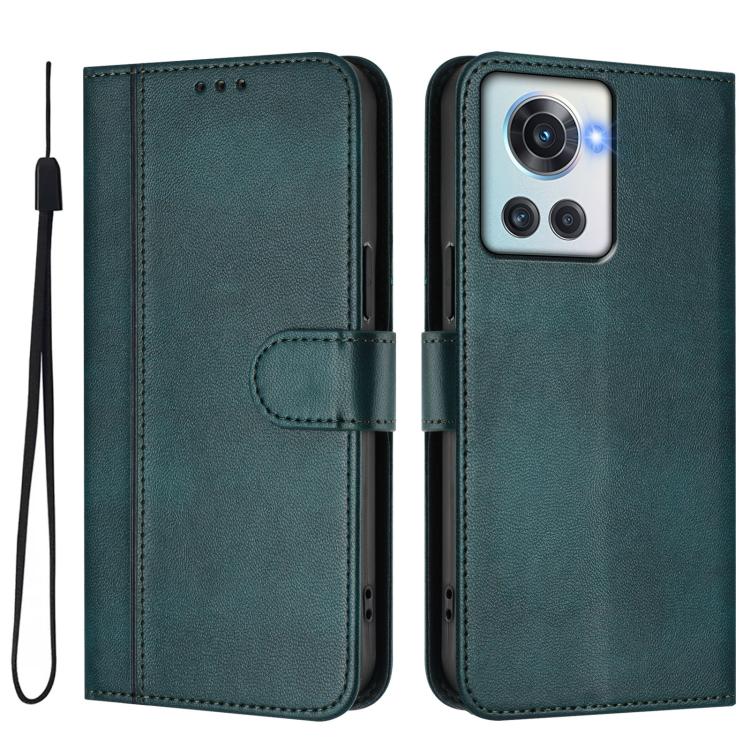 For OnePlus 10R / OnePlus Ace Line Splicing Buckle Retro Leather Phone Case