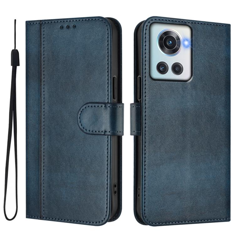 For OnePlus 10R / OnePlus Ace Line Splicing Buckle Retro Leather Phone Case