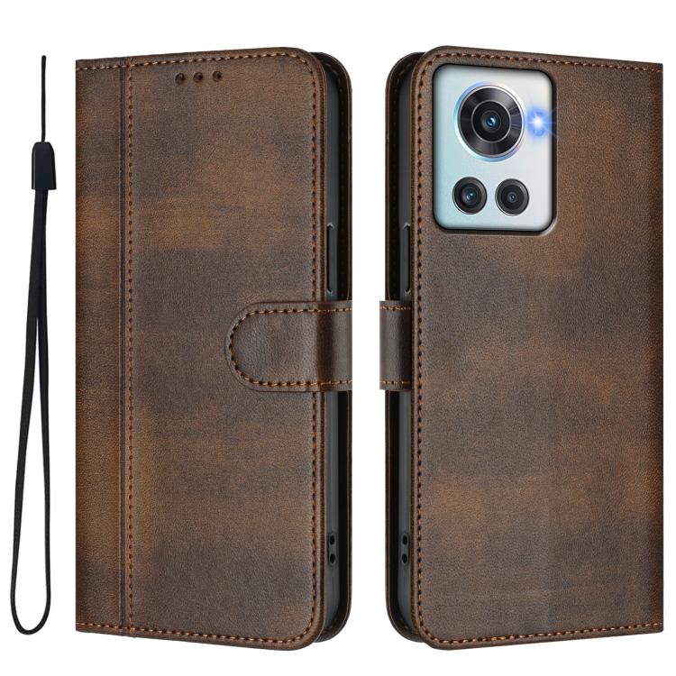 For OnePlus 10R / OnePlus Ace Line Splicing Buckle Retro Leather Phone Case