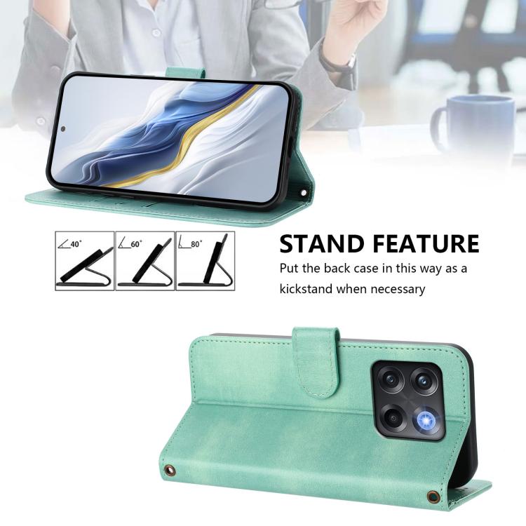 For OnePlus 10T / OnePlus Ace Pro Line Splicing Buckle Retro Leather Phone Case
