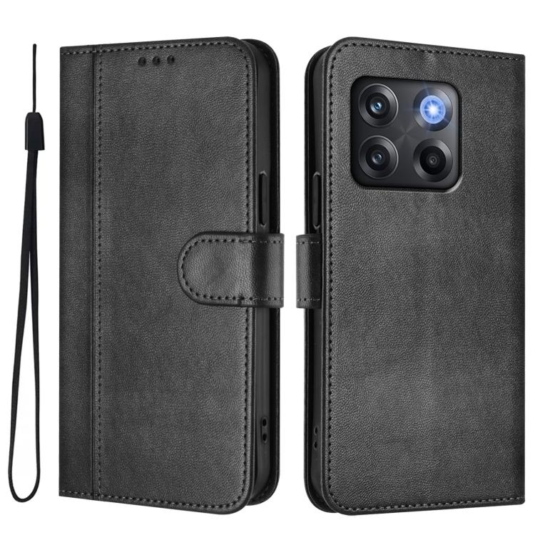 For OnePlus 10T / OnePlus Ace Pro Line Splicing Buckle Retro Leather Phone Case
