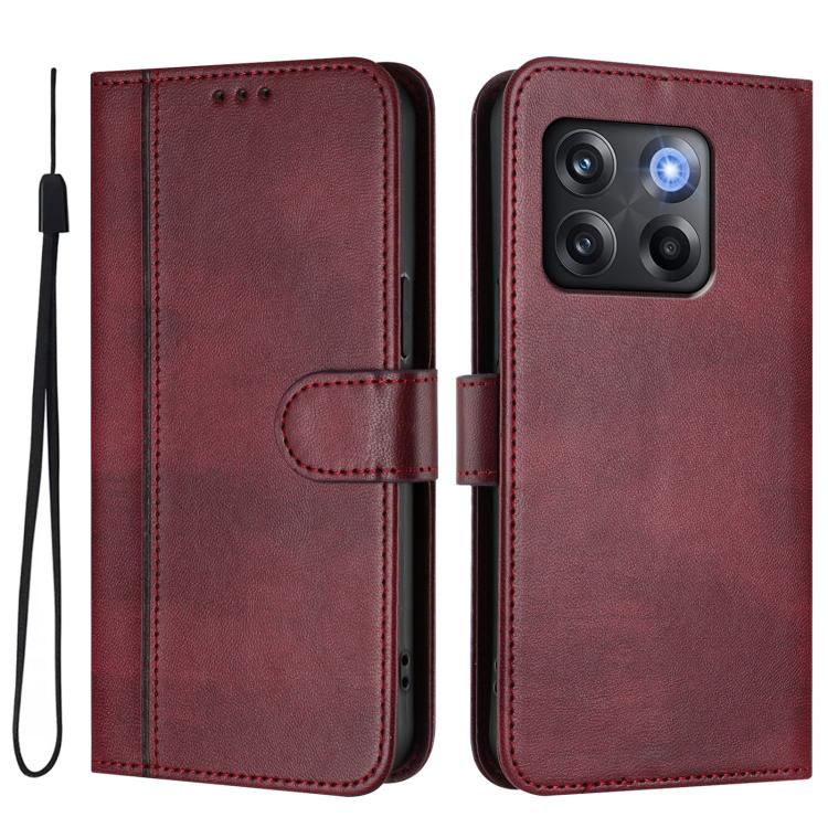 For OnePlus 10T / OnePlus Ace Pro Line Splicing Buckle Retro Leather Phone Case
