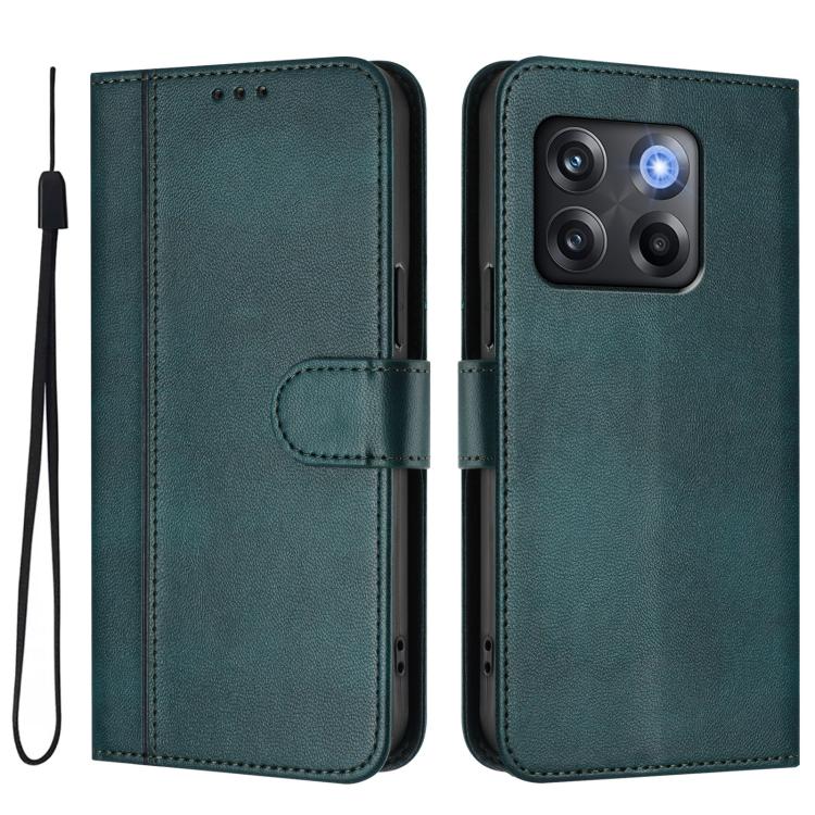 For OnePlus 10T / OnePlus Ace Pro Line Splicing Buckle Retro Leather Phone Case