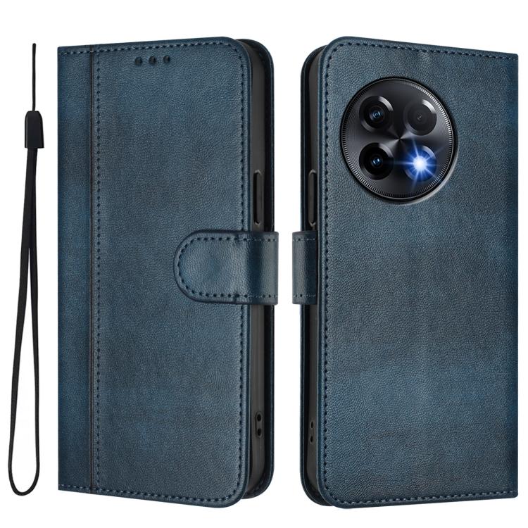For OnePlus 11R Line Splicing Buckle Retro Leather Phone Case