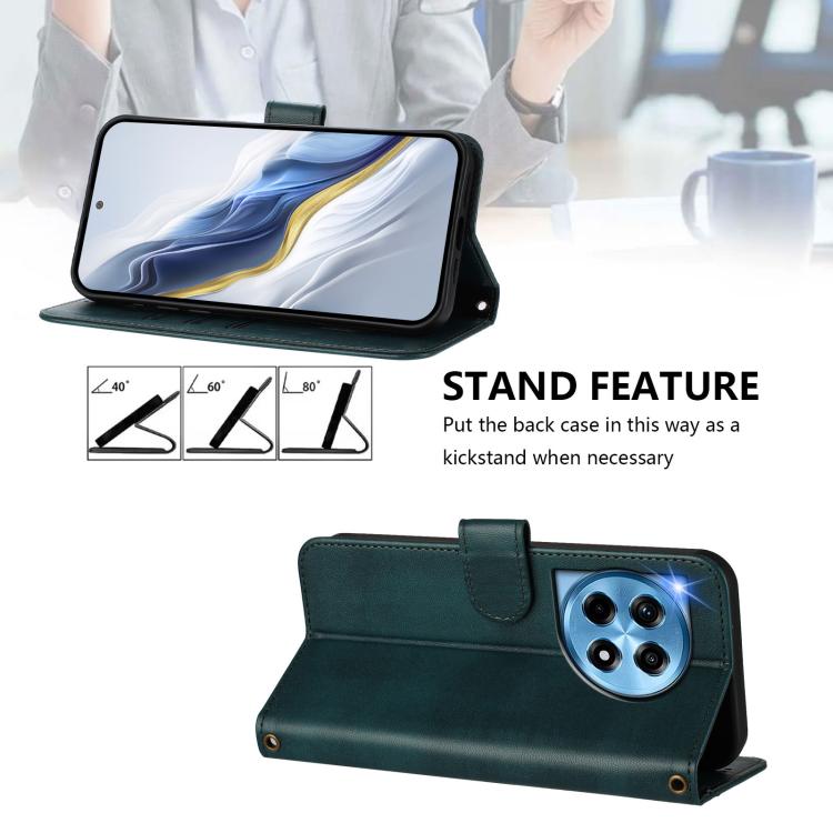 For OnePlus 12 Line Splicing Buckle Retro Leather Phone Case