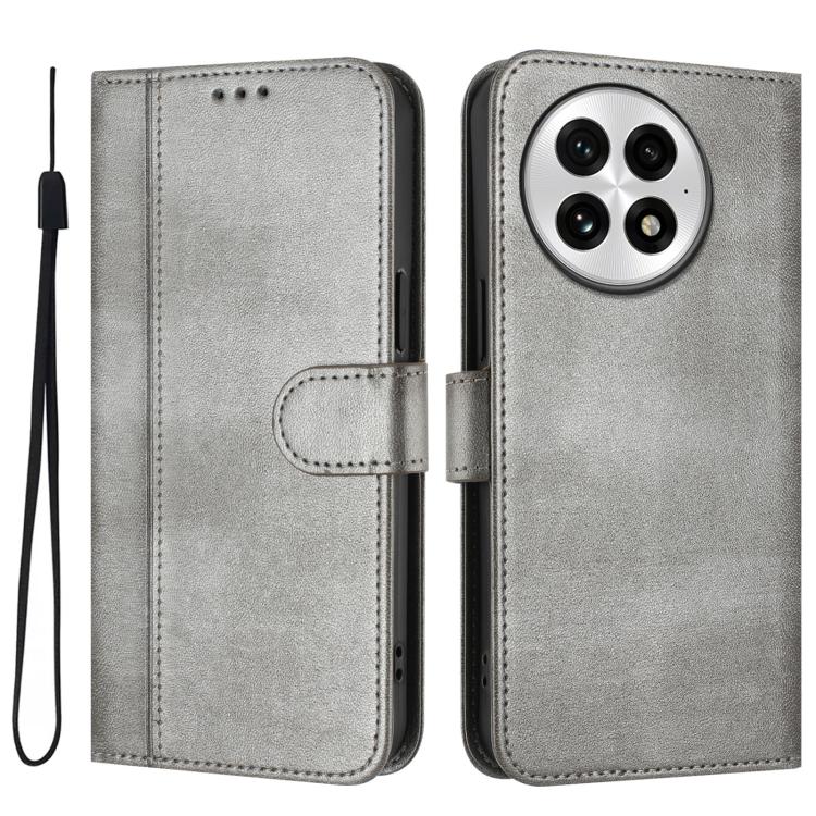 For OnePlus 13 Line Splicing Buckle Retro Leather Phone Case