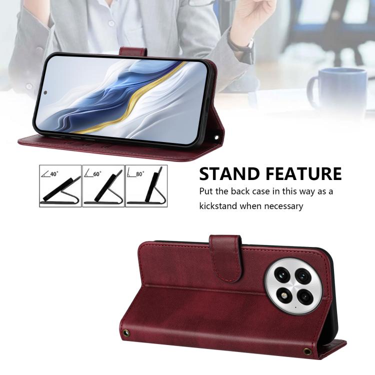 For OnePlus 13 Line Splicing Buckle Retro Leather Phone Case