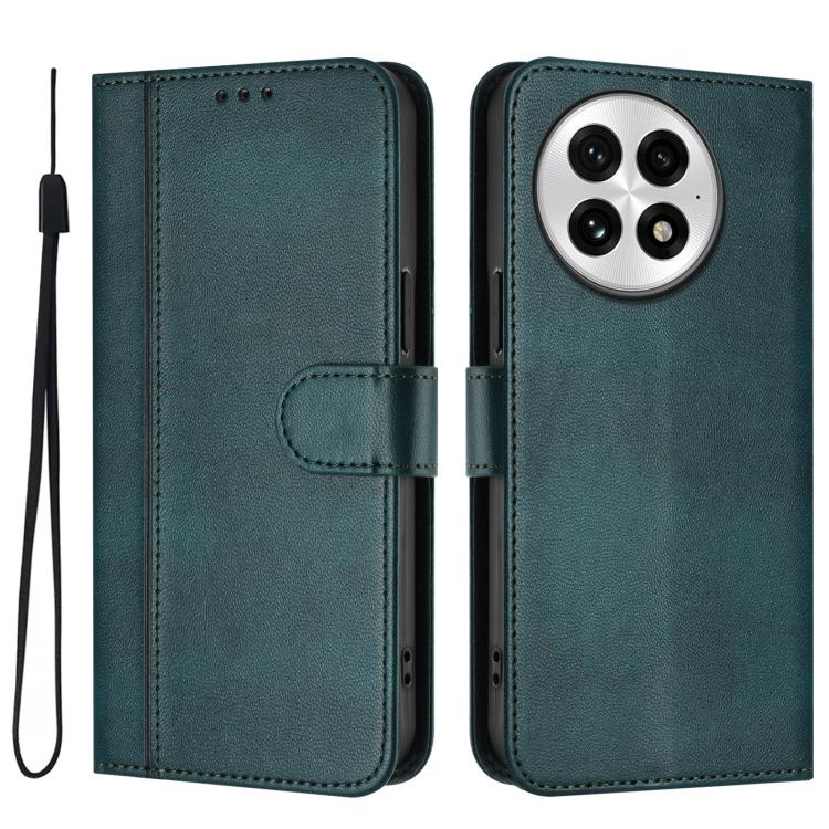 For OnePlus 13 Line Splicing Buckle Retro Leather Phone Case