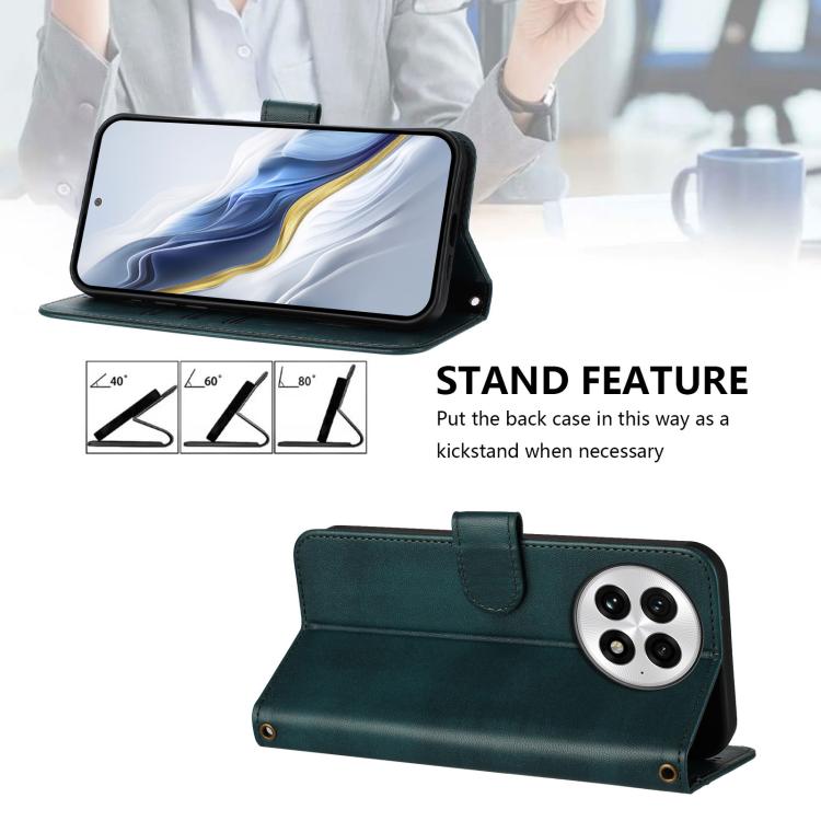 For OnePlus 13 Line Splicing Buckle Retro Leather Phone Case