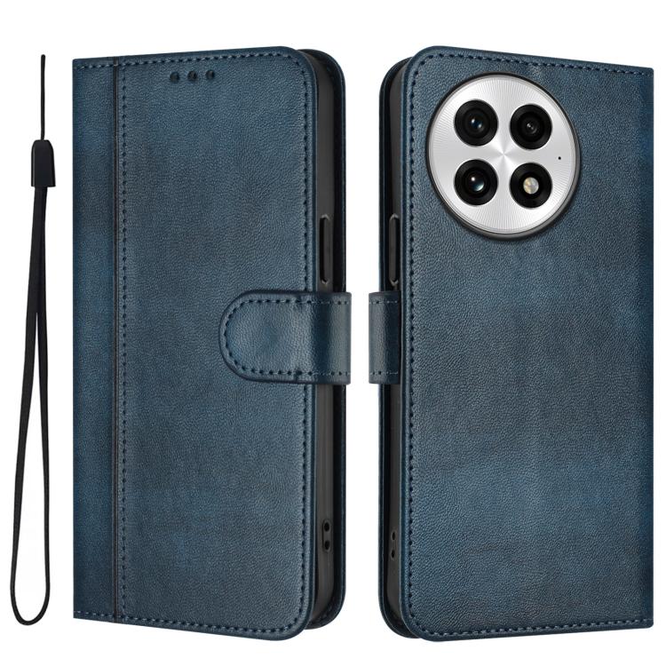 For OnePlus 13 Line Splicing Buckle Retro Leather Phone Case