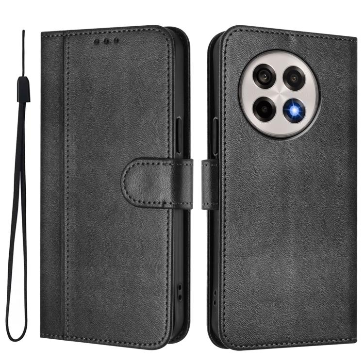 For OnePlus 13R / OnePlus Ace 5 Pro Line Splicing Buckle Retro Leather Phone Case