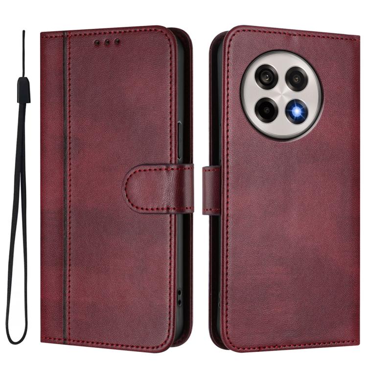For OnePlus 13R / OnePlus Ace 5 Pro Line Splicing Buckle Retro Leather Phone Case