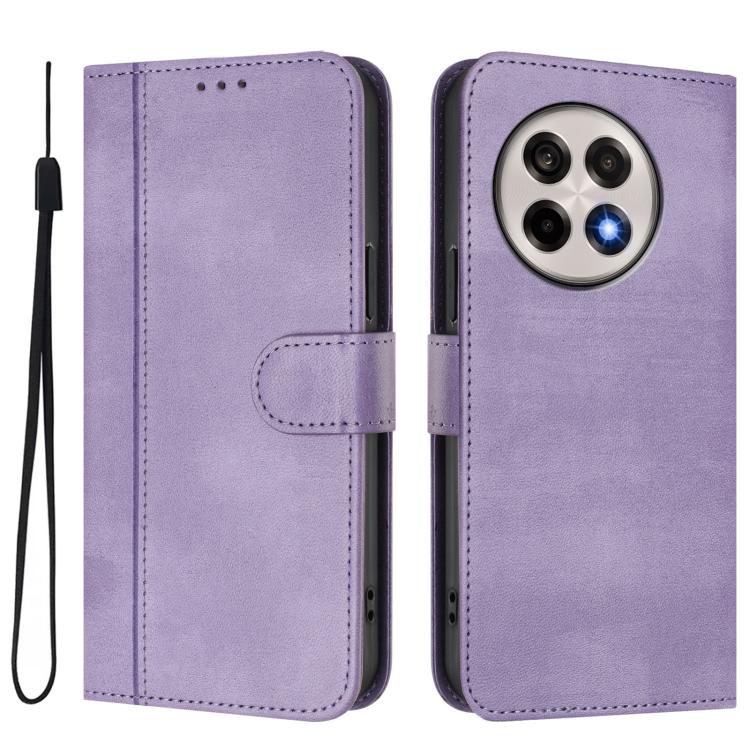 For OnePlus 13R / OnePlus Ace 5 Pro Line Splicing Buckle Retro Leather Phone Case