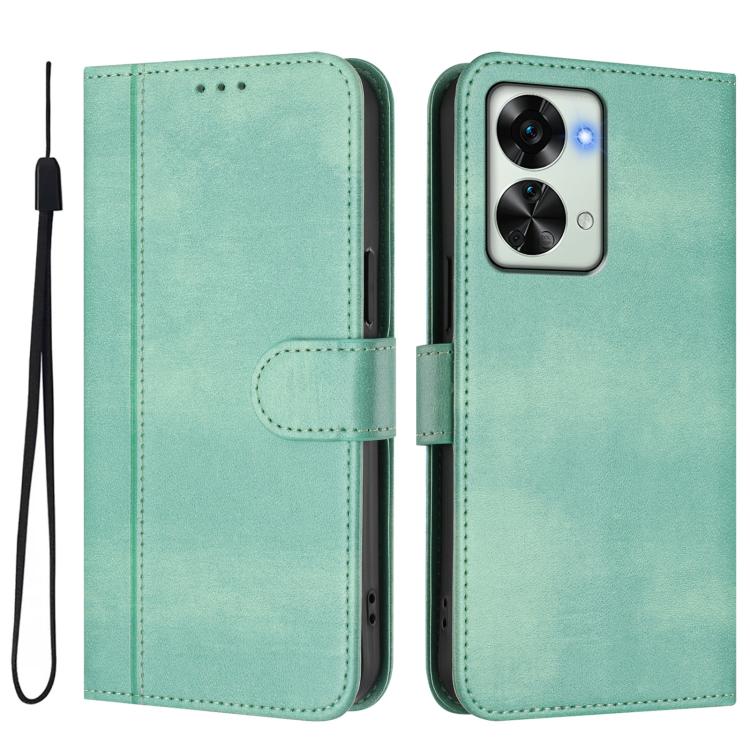 For OnePlus Nord 2T Line Splicing Buckle Retro Leather Phone Case