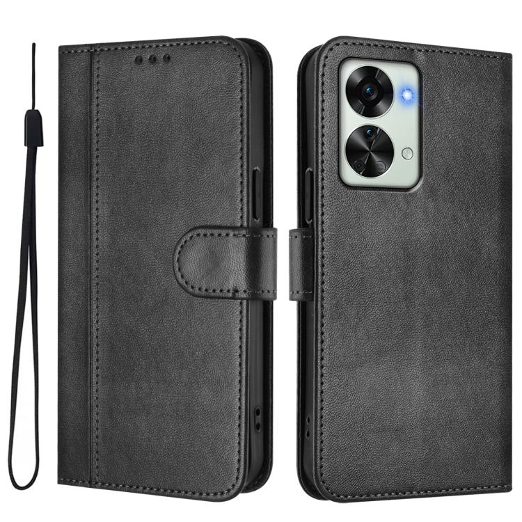 For OnePlus Nord 2T Line Splicing Buckle Retro Leather Phone Case