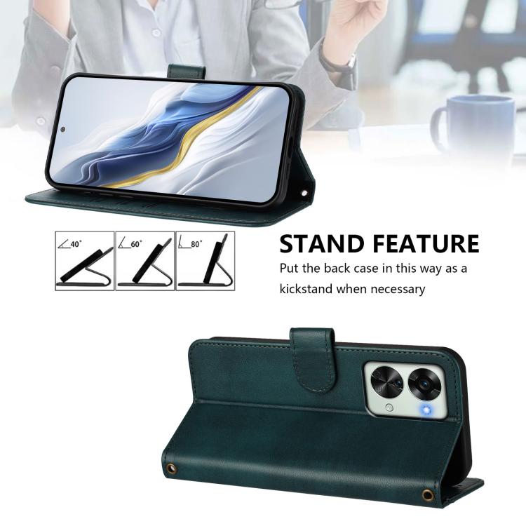 For OnePlus Nord 2T Line Splicing Buckle Retro Leather Phone Case