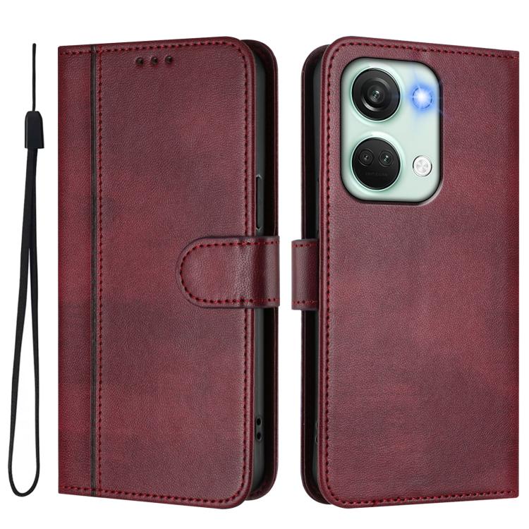For Oneplus Nord 3 / OnePlus Ace 2V Line Splicing Buckle Retro Leather Phone Case