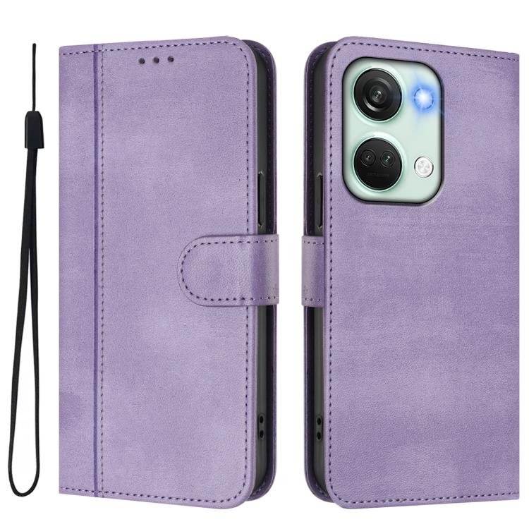 For Oneplus Nord 3 / OnePlus Ace 2V Line Splicing Buckle Retro Leather Phone Case