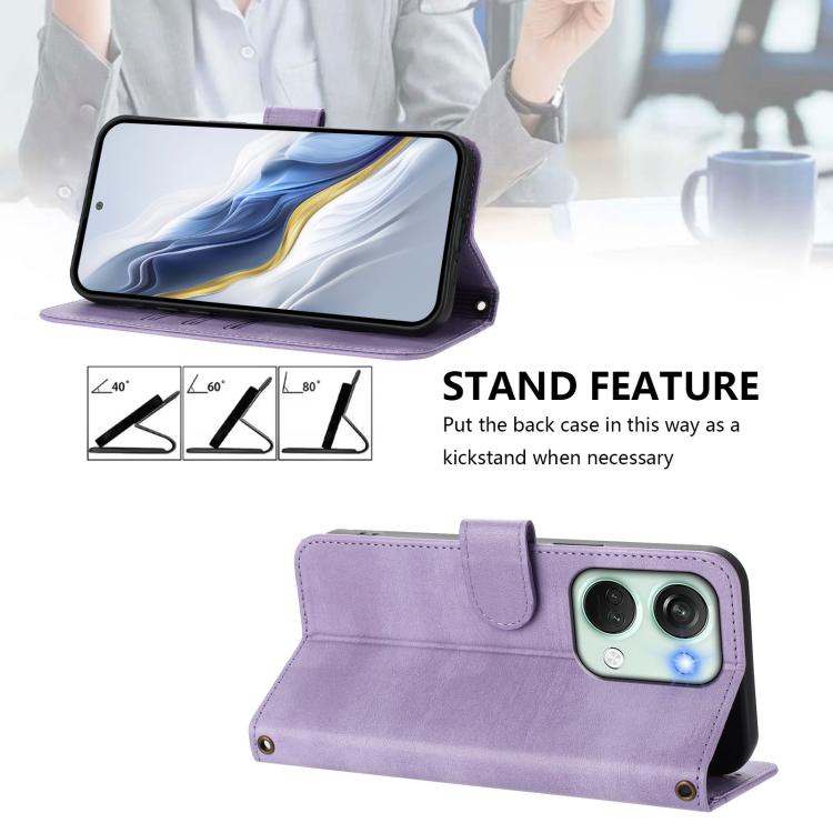 For Oneplus Nord 3 / OnePlus Ace 2V Line Splicing Buckle Retro Leather Phone Case