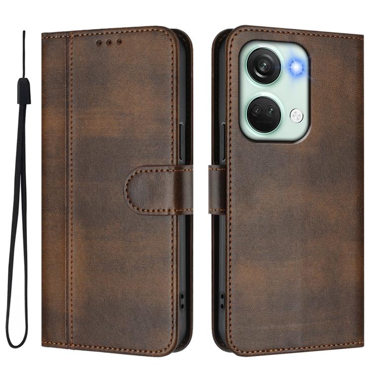 For Oneplus Nord 3 / OnePlus Ace 2V Line Splicing Buckle Retro Leather Phone Case