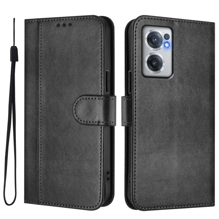 For OnePlus Nord CE 2 5G Line Splicing Buckle Retro Leather Phone Case