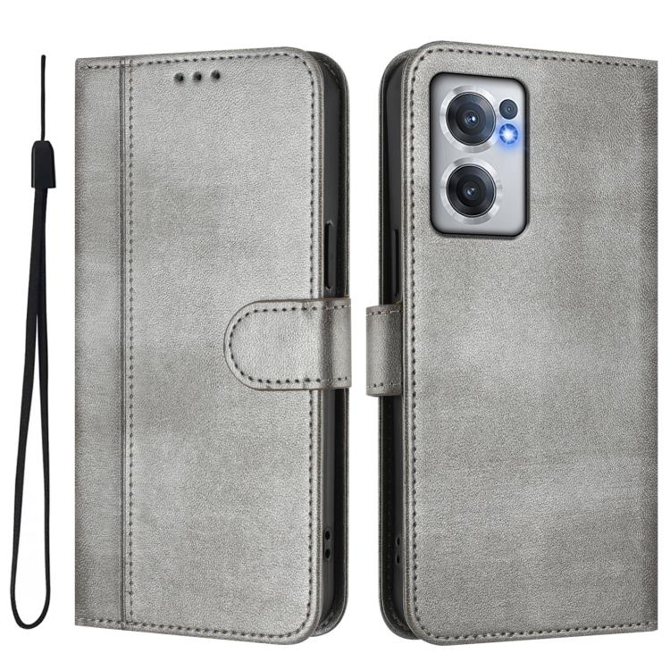 For OnePlus Nord CE 2 5G Line Splicing Buckle Retro Leather Phone Case