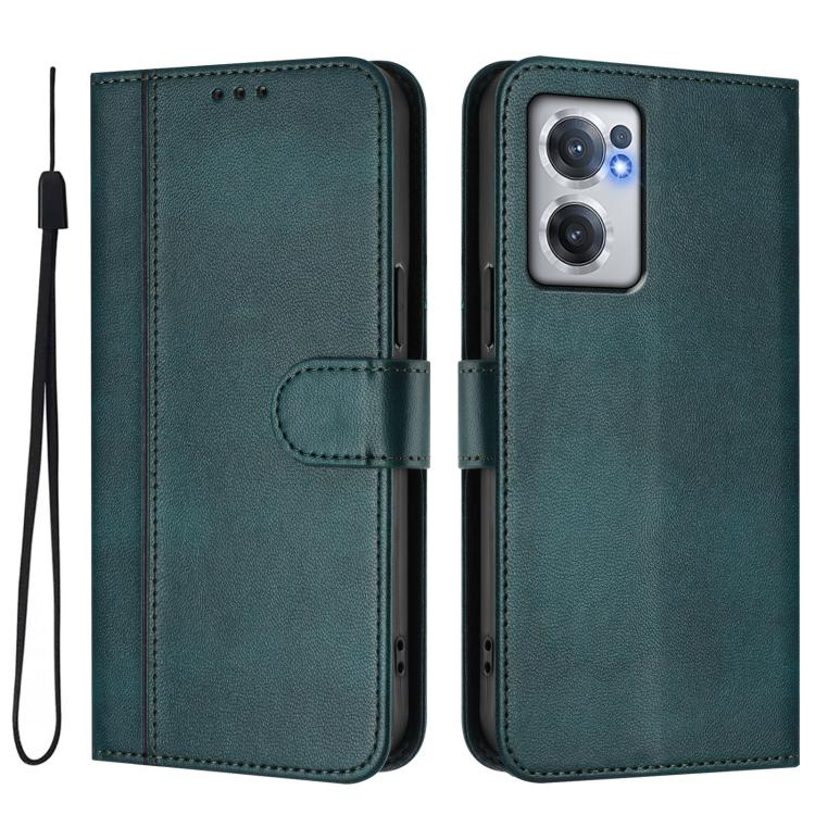 For OnePlus Nord CE 2 5G Line Splicing Buckle Retro Leather Phone Case
