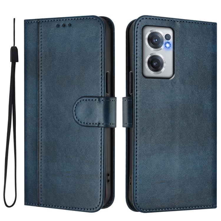For OnePlus Nord CE 2 5G Line Splicing Buckle Retro Leather Phone Case