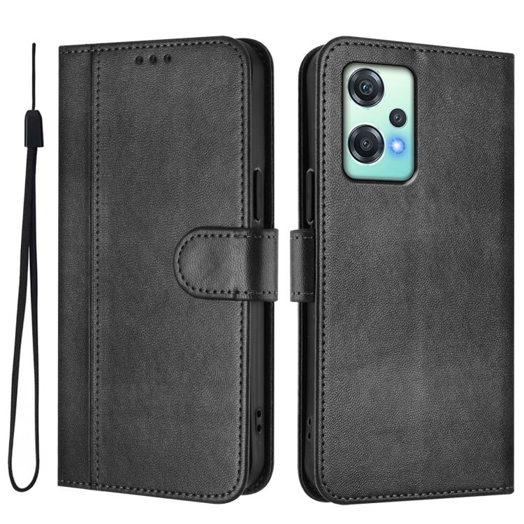 For OnePlus Nord CE 2 Lite 5G / Nord 2 Lite Line Splicing Buckle Retro Leather Phone Case