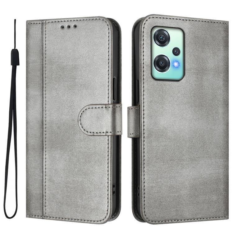 For OnePlus Nord CE 2 Lite 5G / Nord 2 Lite Line Splicing Buckle Retro Leather Phone Case