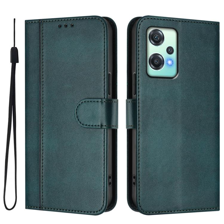 For OnePlus Nord CE 2 Lite 5G / Nord 2 Lite Line Splicing Buckle Retro Leather Phone Case