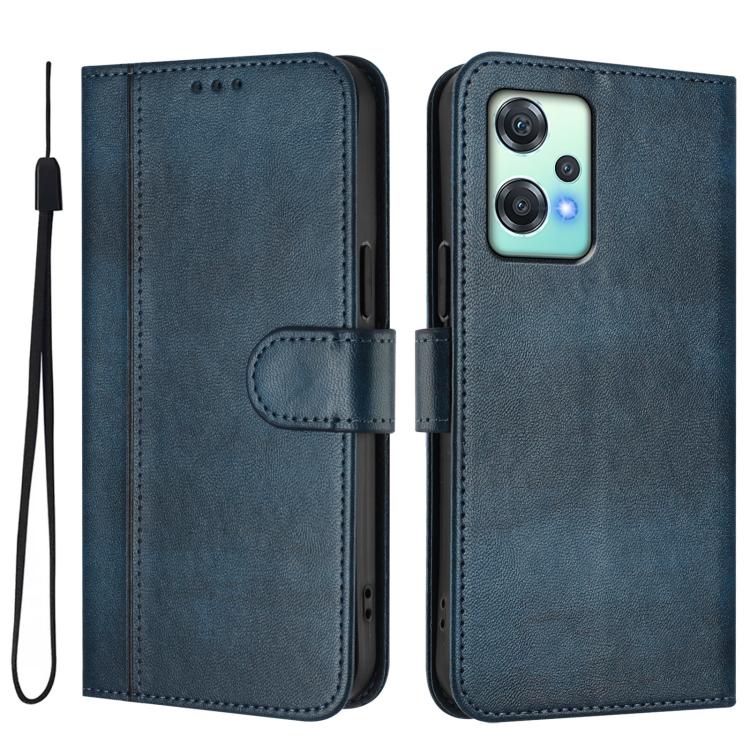 For OnePlus Nord CE 2 Lite 5G / Nord 2 Lite Line Splicing Buckle Retro Leather Phone Case