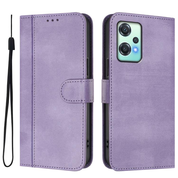 For OnePlus Nord CE 2 Lite 5G / Nord 2 Lite Line Splicing Buckle Retro Leather Phone Case
