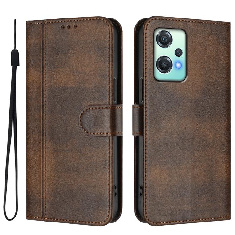 For OnePlus Nord CE 2 Lite 5G / Nord 2 Lite Line Splicing Buckle Retro Leather Phone Case
