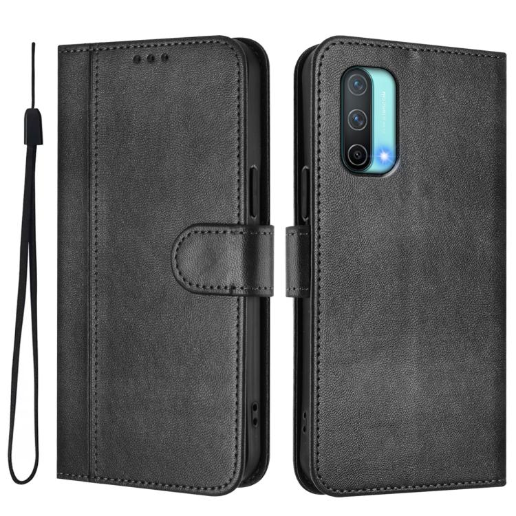 For OnePlus Nord CE 5G Line Splicing Buckle Retro Leather Phone Case