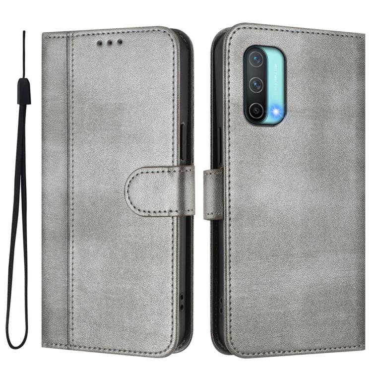 For OnePlus Nord CE 5G Line Splicing Buckle Retro Leather Phone Case