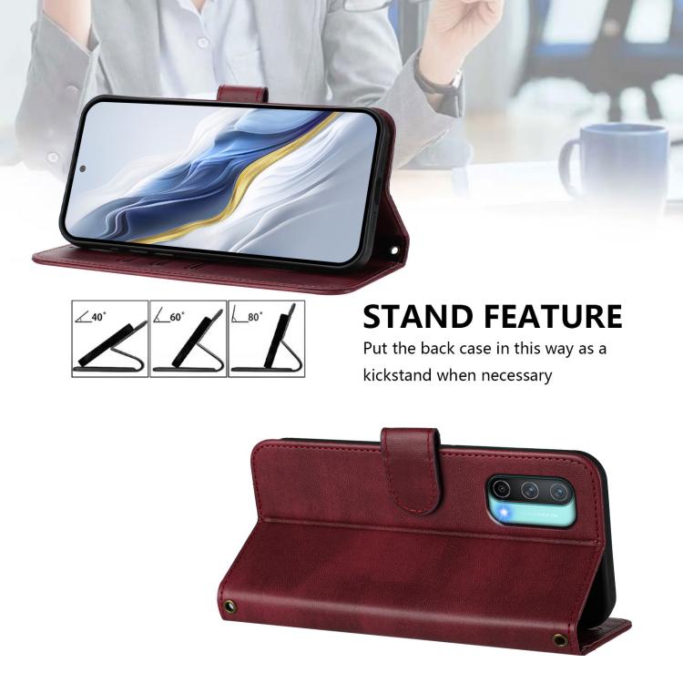 For OnePlus Nord CE 5G Line Splicing Buckle Retro Leather Phone Case