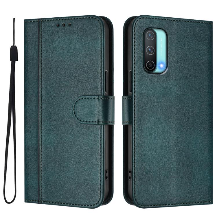 For OnePlus Nord CE 5G Line Splicing Buckle Retro Leather Phone Case