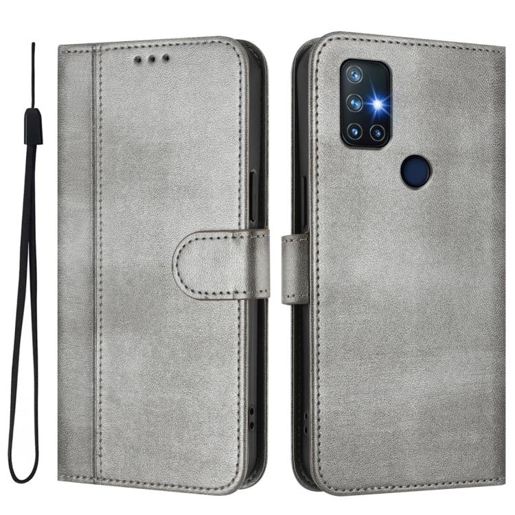 For OnePlus Nord N10 5G Line Splicing Buckle Retro Leather Phone Case