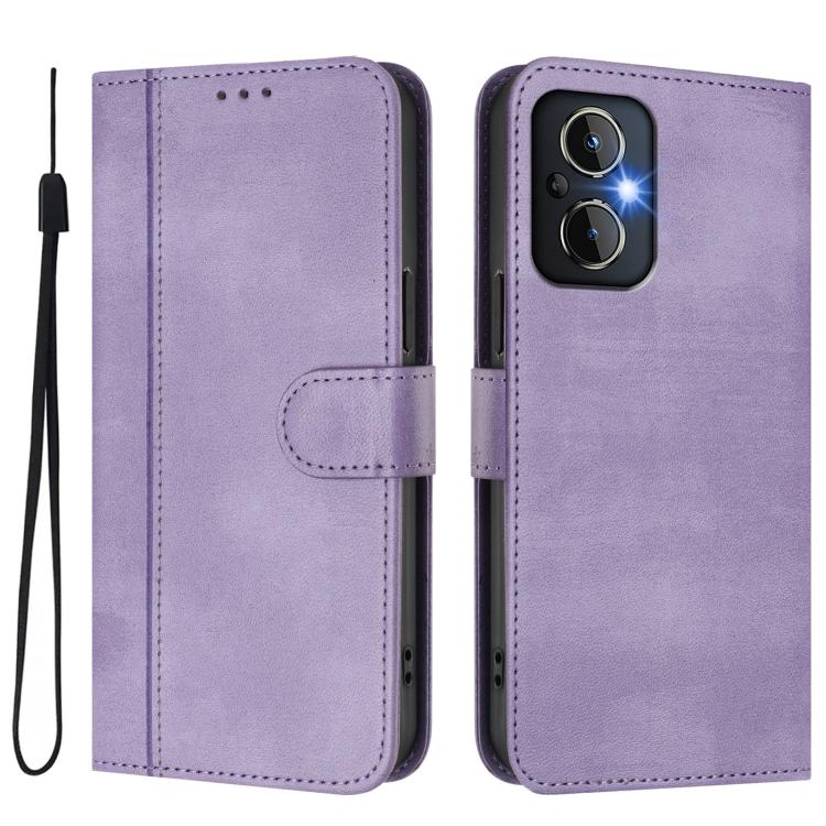 For OnePlus Nord N20 5G Line Splicing Buckle Retro Leather Phone Case