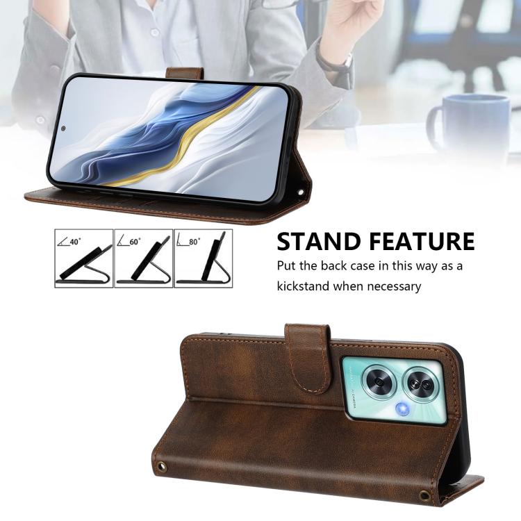 For OnePlus Nord N30 SE Line Splicing Buckle Retro Leather Phone Case