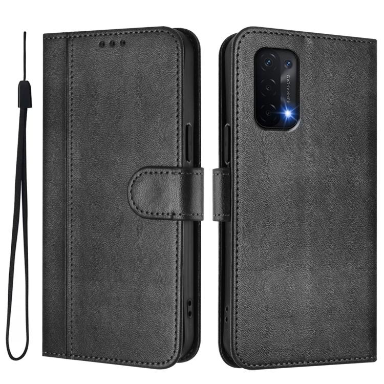 For OnePlus Nord N200 5G Line Splicing Buckle Retro Leather Phone Case