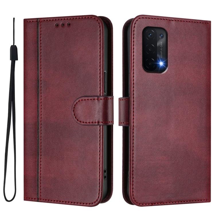For OnePlus Nord N200 5G Line Splicing Buckle Retro Leather Phone Case