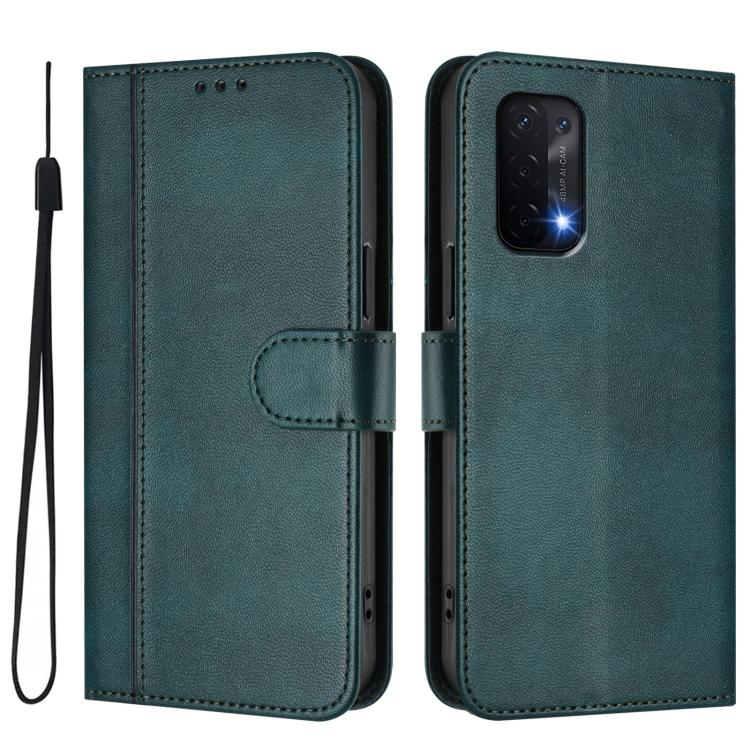 For OnePlus Nord N200 5G Line Splicing Buckle Retro Leather Phone Case
