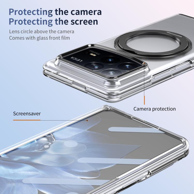 For Xiaomi Mix Fold 4 Integrated Ice-feel High-transparency 360-Degree Rotating Stand MagSafe Folding Phone Case