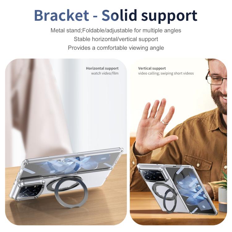 For Xiaomi Mix Fold 4 Integrated Ice-feel High-transparency 360-Degree Rotating Stand MagSafe Folding Phone Case