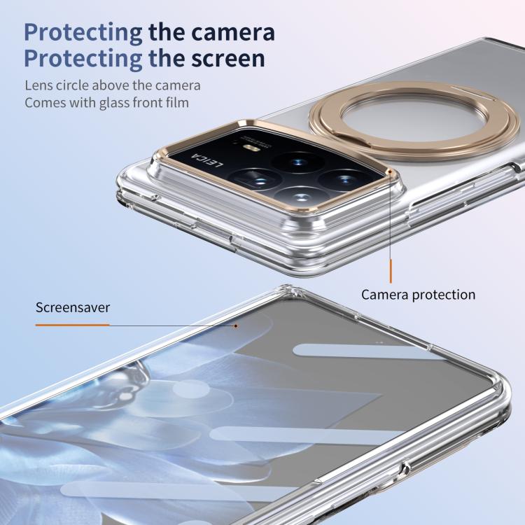 For Xiaomi Mix Fold 4 Integrated Ice-feel High-transparency 360-Degree Rotating Stand MagSafe Folding Phone Case